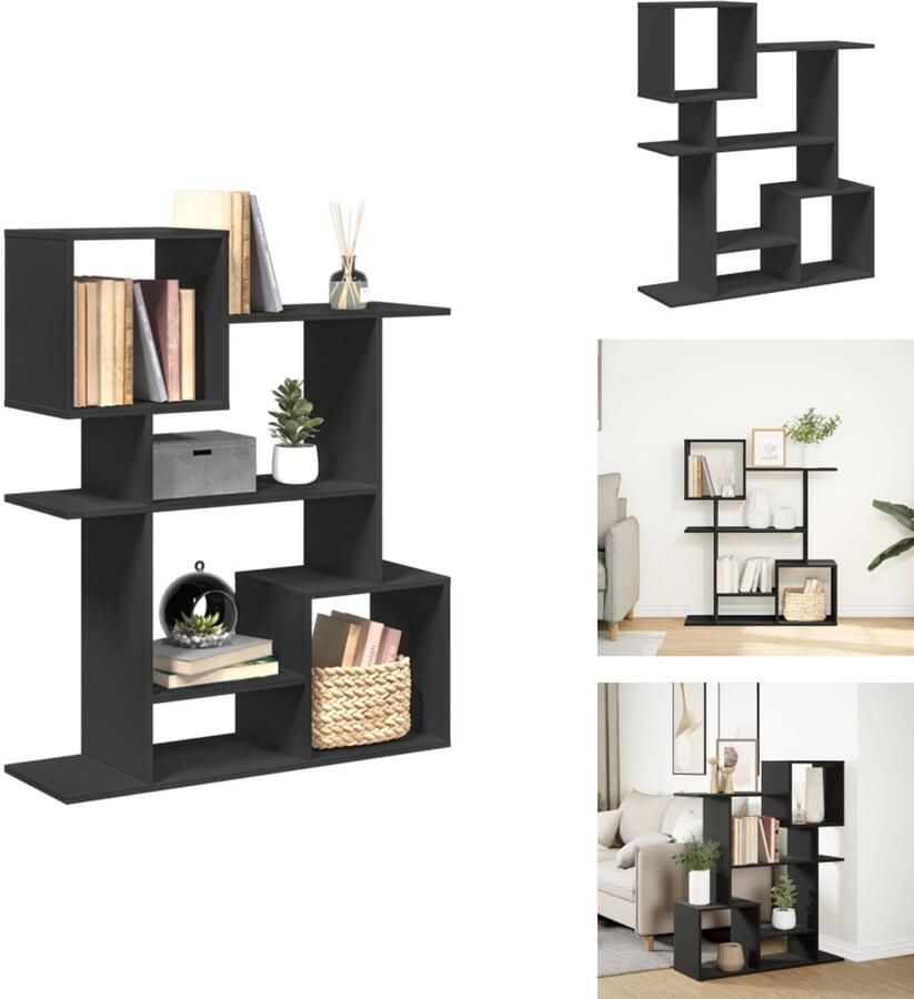 VidaXL Boekenkast Boekenkasten Boeken Plank Schappenkast Kamerscherm boekenkast 92x29x112 cm bewerkt hout zwart