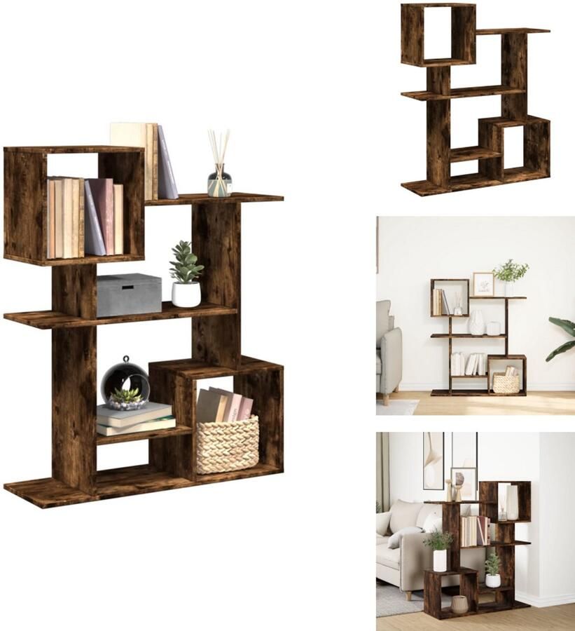 VidaXL Boekenkast Boekenkasten Boeken Plank Schappenkast Kamerscherm boekenkast 92x29x112 cm hout gerookt eiken