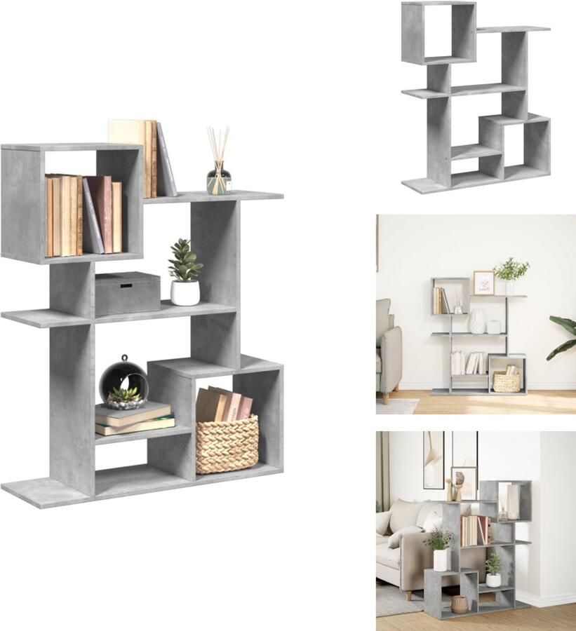 VidaXL Boekenkast Boekenkasten Boeken Plank Schappenkast Kamerscherm boekenkast 92x29x112 cm hout betongrijs