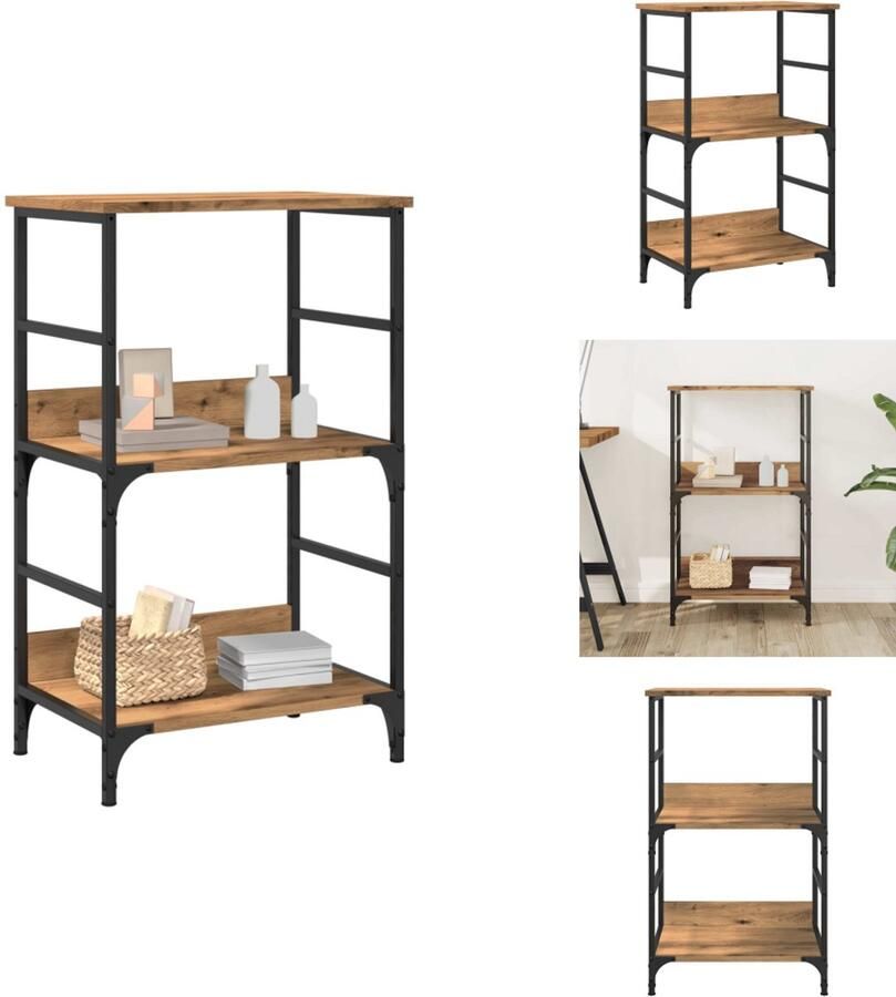 VidaXL Boekenkast Boekenkasten Boekenkast Boekenplank Boekenkast 50x33x82 cm bewerkt hout artisanaal eikenkleurig