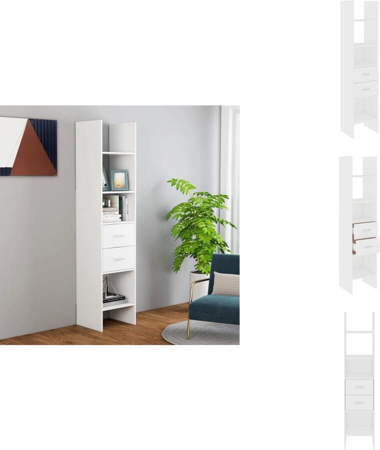 VidaXL Boekenkast Boekenkasten Boekenmeubel Boekenmeubels Boekenkast 40x35x180 cm bewerkt hout wit