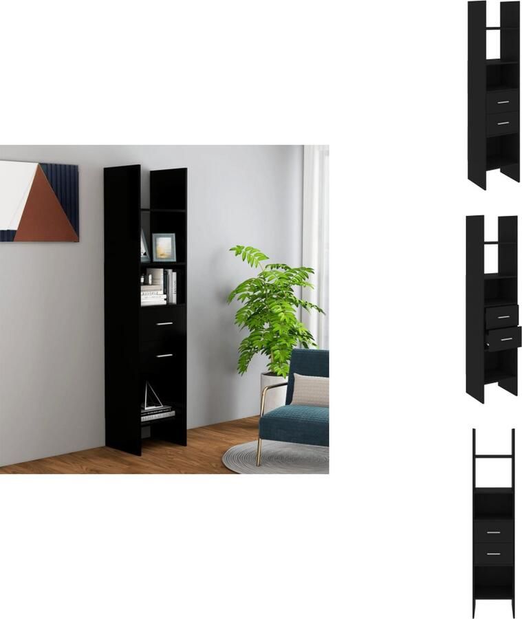 VidaXL Boekenkast Boekenkasten Boekenmeubel Boekenmeubels Boekenkast 40x35x180 cm bewerkt hout zwart