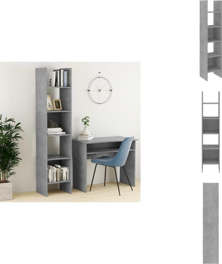 VidaXL Boekenkast Boekenkasten Boekenmeubel Boekenmeubels Boekenkast 40x35x180 cm bewerkt hout betongrijs