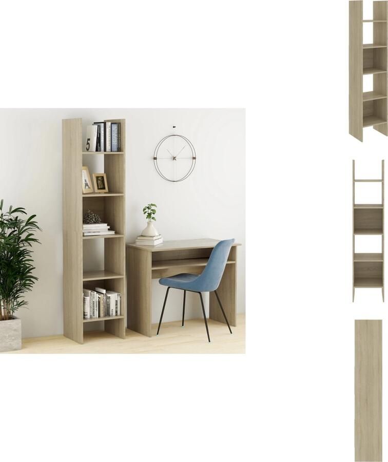 VidaXL Boekenkast Boekenkasten Boekenmeubel Boekenmeubels Boekenkast 40x35x180 cm bewerkt hout sonoma eikenkleurig - Foto 2