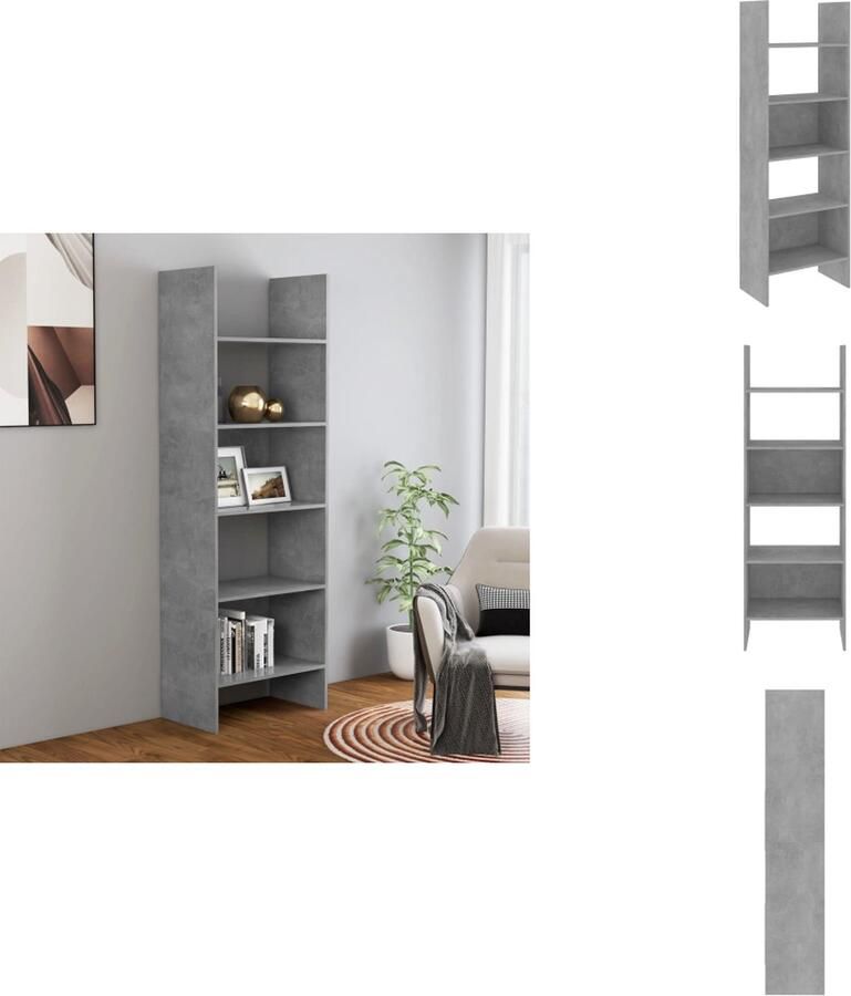 VidaXL Boekenkast Boekenkasten Boekenmeubel Boekenmeubels Boekenkast 60x35x180 cm bewerkt hout betongrijs