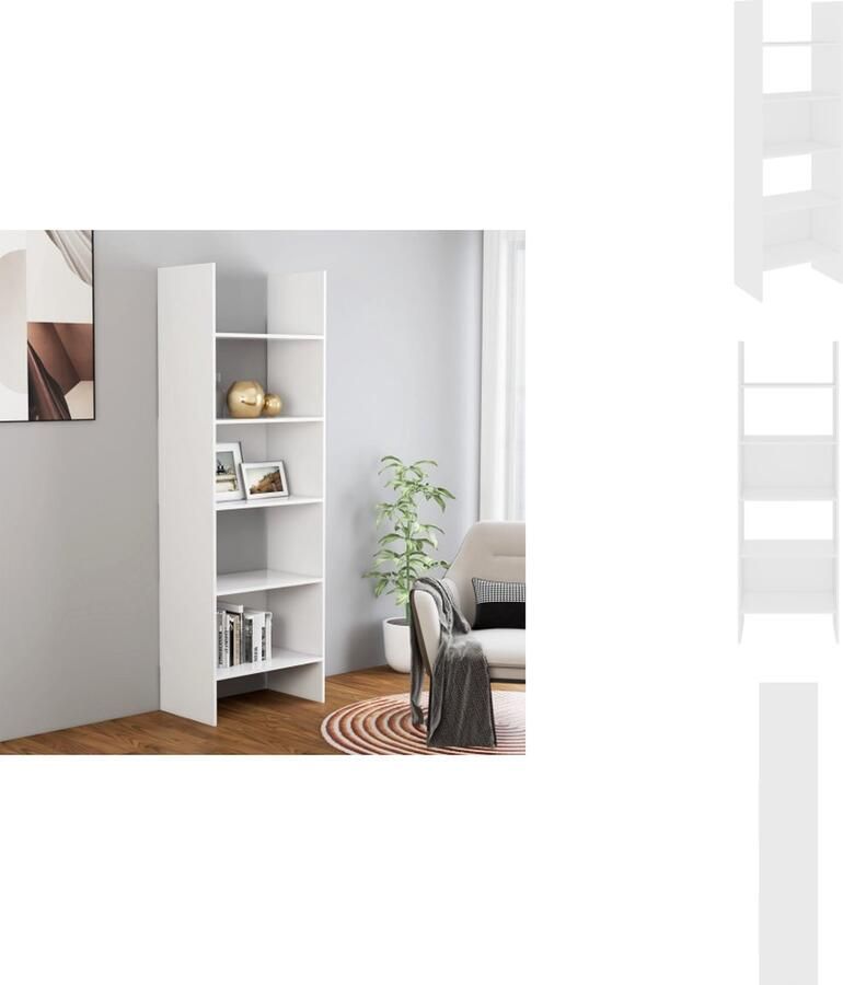 VidaXL Boekenkast 60x35x180 cm wit hout Bibliotheek Boekenkast Opbergkast Houten Meubilair Wit Meubilair - Foto 2