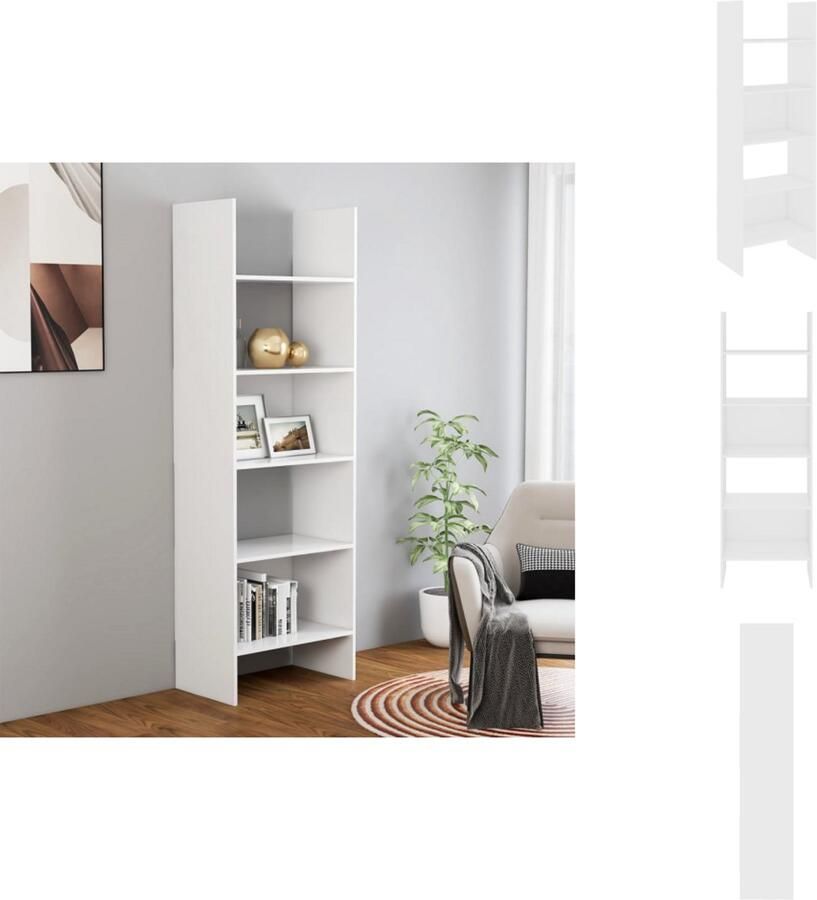 VidaXL Boekenkast 60x35x180 cm wit hout Bibliotheek Boekenkast Opbergkast Houten Meubilair Wit Meubilair