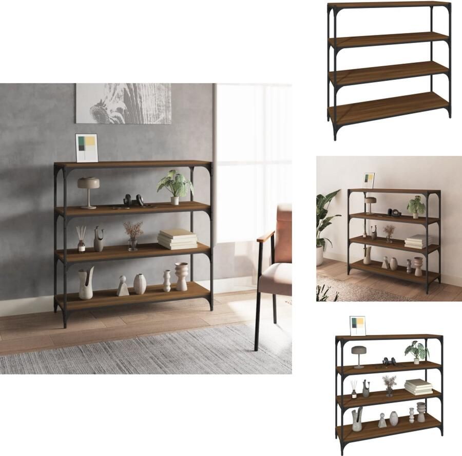 VidaXL Boekenkast Boekenkasten Boekenplank Boekenkast 100x33x100 cm bewerkt hout en staal bruineikenkleur