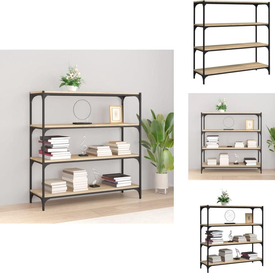 VidaXL Boekenkast Boekenkasten Boekenplank Boekenkast 100x33x100 cm bewerkt hout en staal sonoma eiken