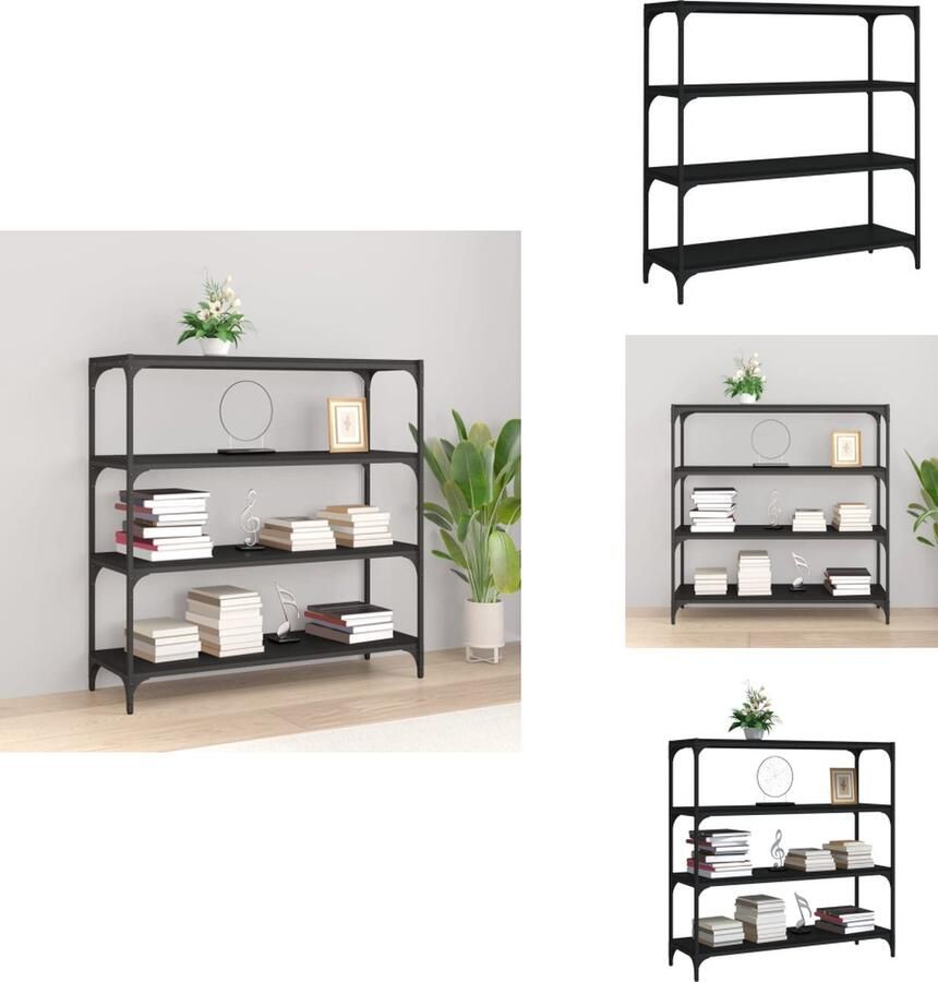 VidaXL Boekenkast Boekenkasten Boekenplank Boekenkast 100x33x100 cm bewerkt hout en staal zwart
