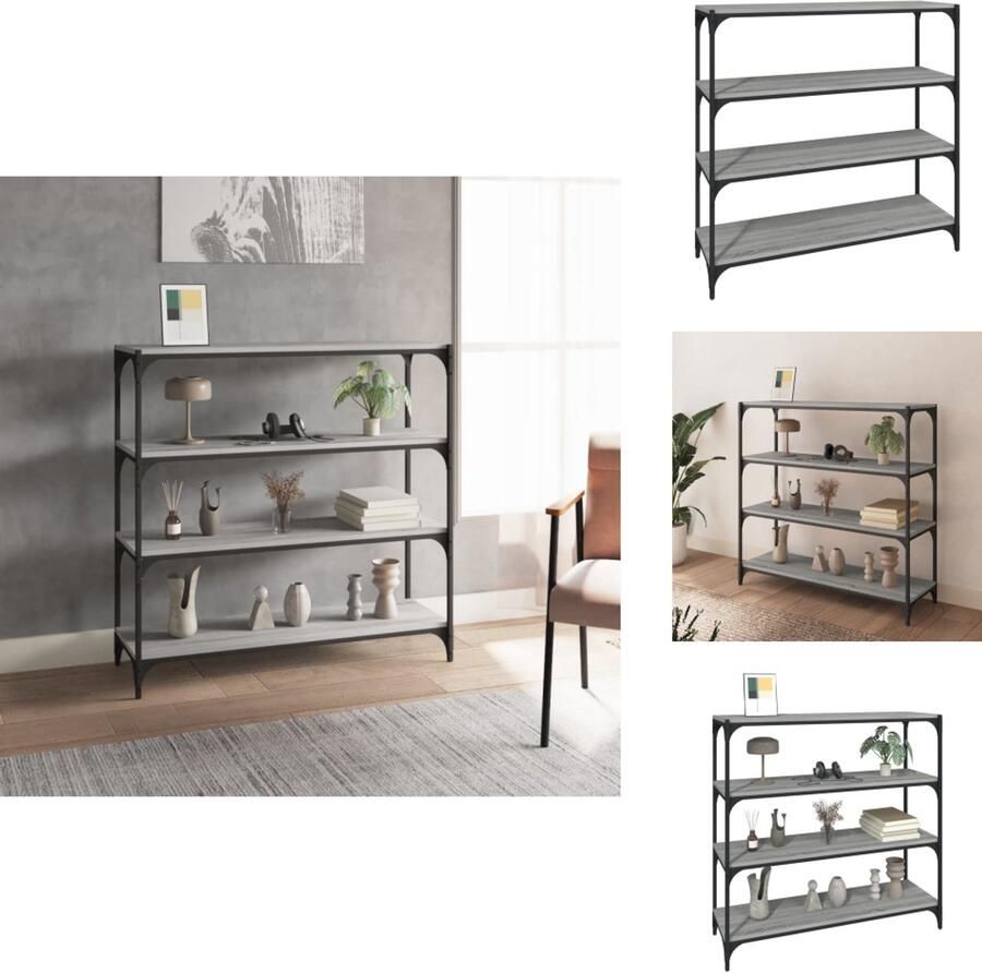 VidaXL Boekenkast Boekenkasten Boekenplank Boekenkast 100x33x100 cm hout en staal grijs sonoma eikenkleur