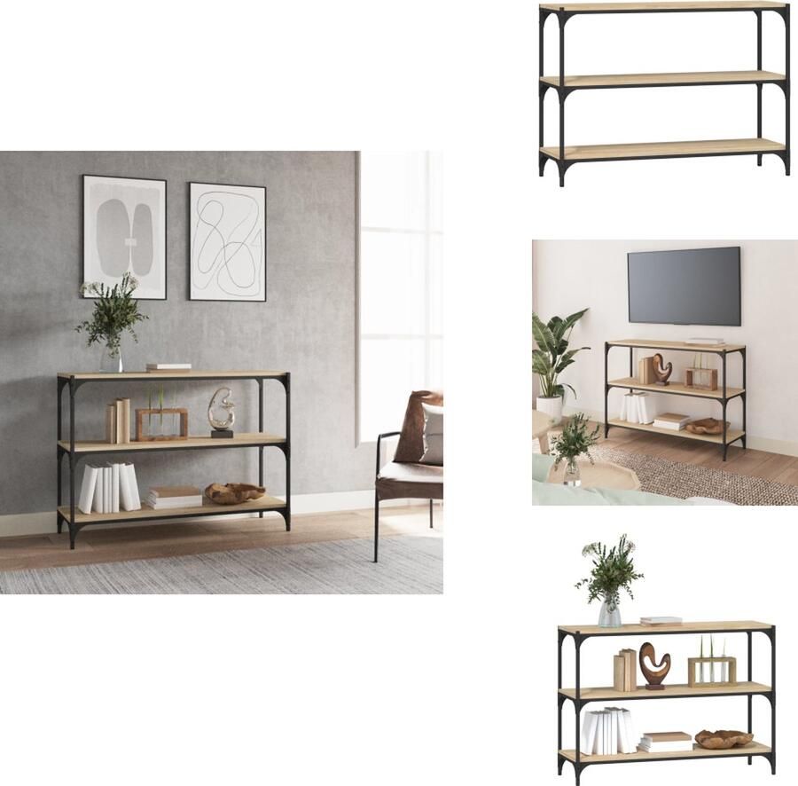 VidaXL -Boekenkast-100x33x70 5-cm-bewerkt-hout-en-staal-sonoma-eiken