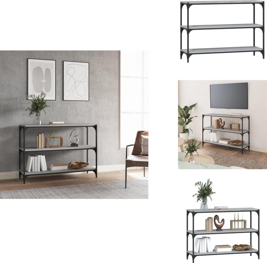 VidaXL Boekenkast Boekenkasten Boekenplank Boekenkast 100x33x70 5 cm hout en staal grijs sonoma eikenkleur - Foto 2