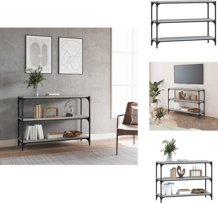 VidaXL Boekenkast Boekenkasten Boekenplank Boekenkast 100x33x70 5 cm hout en staal grijs sonoma eikenkleur