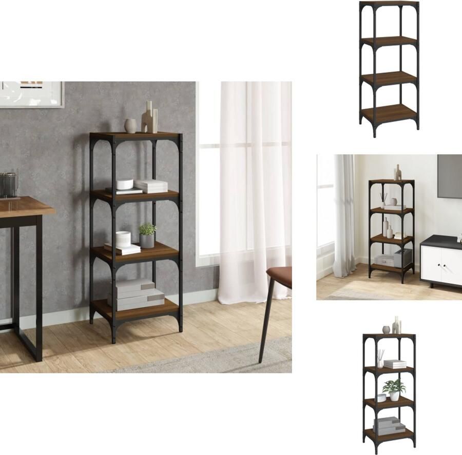 VidaXL Boekenkast Boekenkasten Boekenplank Boekenkast 40x33x100 cm bewerkt hout en staal bruin eikenkleur