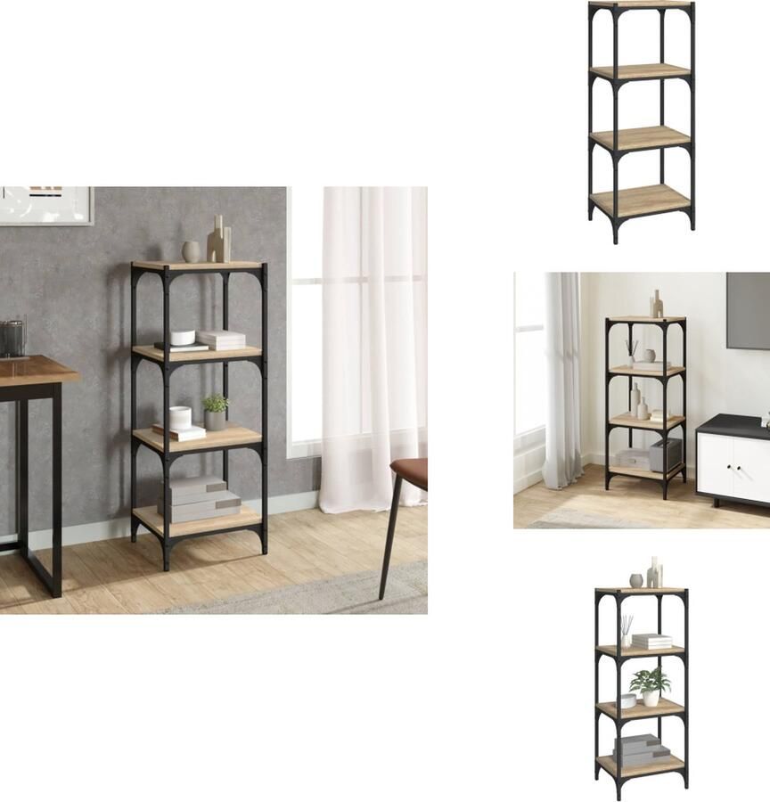 VidaXL Boekenkast Boekenkasten Boekenplank Boekenkast 40x33x100 cm bewerkt hout en staal sonoma eiken