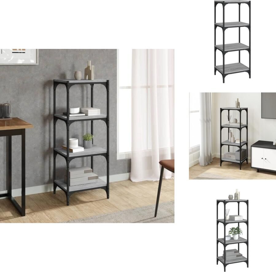 VidaXL Boekenkast Boekenkasten Boekenplank Boekenkast 40x33x100 cm hout en staal grijs sonoma eikenkleur