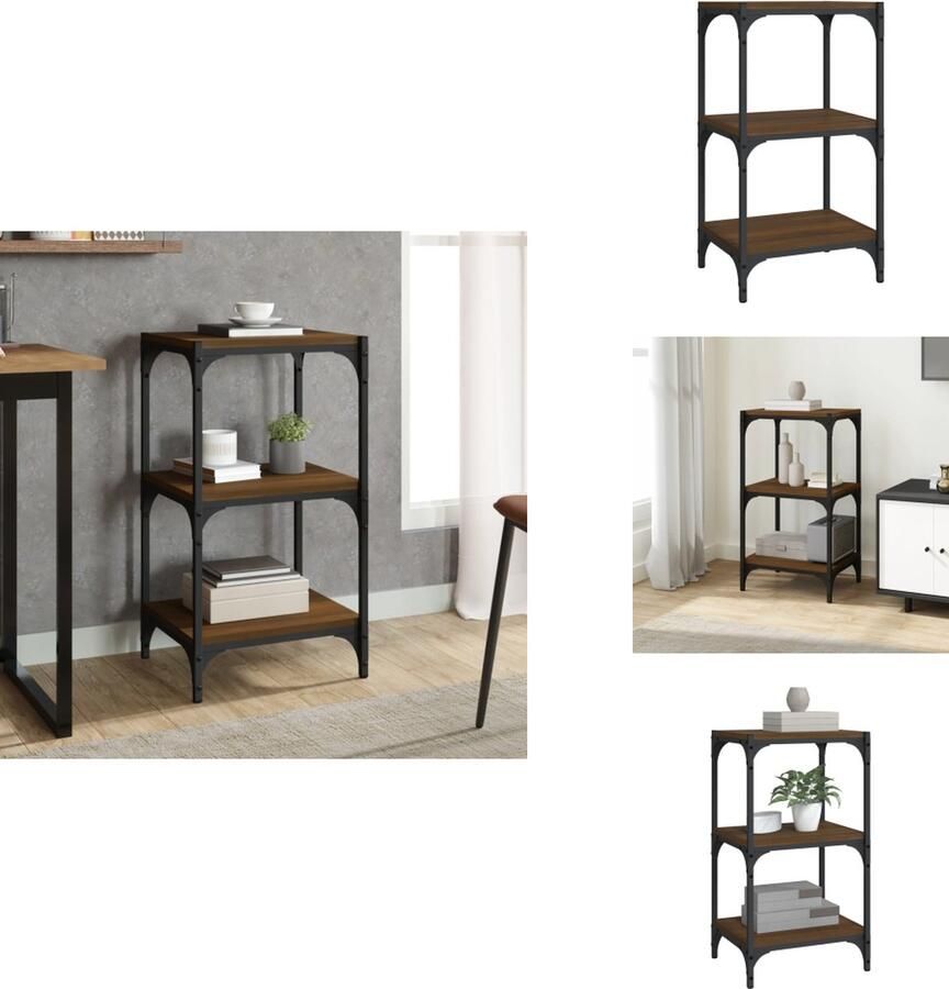 VidaXL Boekenkast Boekenkasten Boekenplank Boekenkast 40x33x70 5 cm bewerkt hout en staal bruin eikenkleur - Foto 2