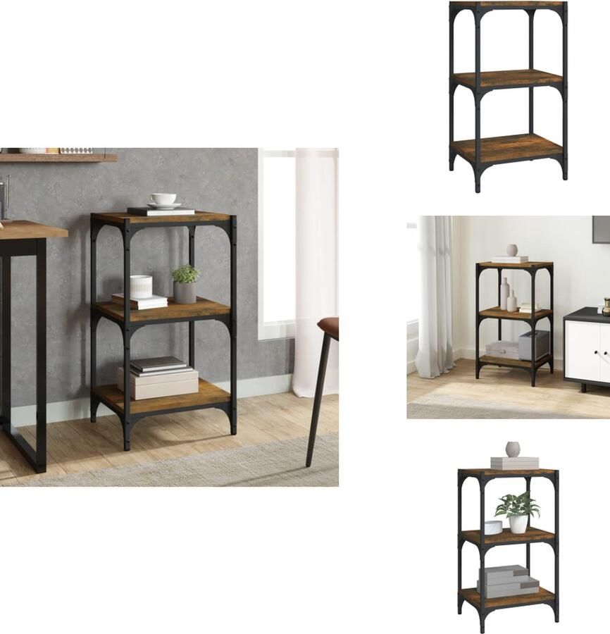 VidaXL Boekenkast Boekenkasten Boekenplank Boekenkast 40x33x70 5 cm bewerkt hout en staal gerookt eiken - Foto 2