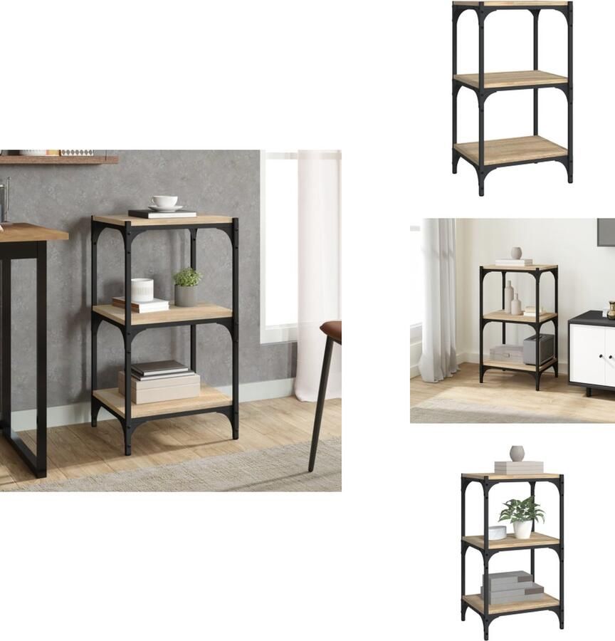 VidaXL Boekenkast Boekenkasten Boekenplank Boekenkast 40x33x70-5 cm bewerkt hout en staal Sonoma eiken - Foto 2