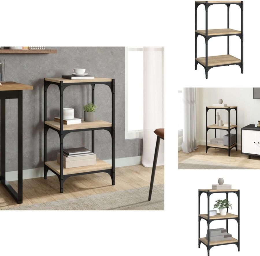 VidaXL Boekenkast Boekenkasten Boekenplank Boekenkast 40x33x70-5 cm bewerkt hout en staal Sonoma eiken