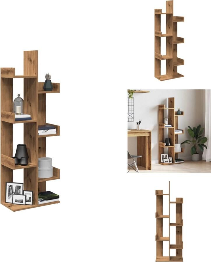 VidaXL Boekenkast Boekenkasten Boekenplank Boekenkast 48x25 5x140 cm bewerkt hout artisanaal eikenkleurig