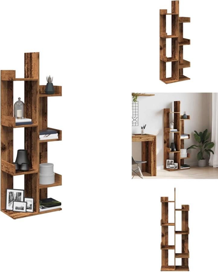VidaXL Boekenkast Boekenkasten Boekenplank Boekenkast 48x25 5x140 cm bewerkt hout oud houtkleurig