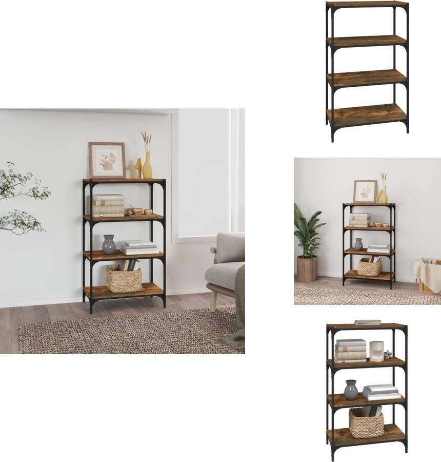 VidaXL Boekenkast Boekenkasten Boekenplank Boekenkast 60x33x100 cm bewerkt hout en staal gerookt eiken - Foto 2