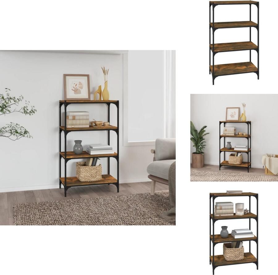 VidaXL Boekenkast Boekenkasten Boekenplank Boekenkast 60x33x100 cm bewerkt hout en staal gerookt eiken