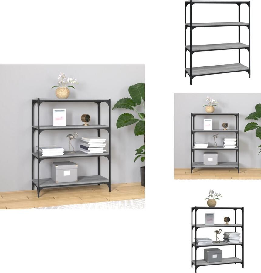 VidaXL Boekenkast Boekenkasten Boekenplank Boekenkast 80x33x100 cm hout en staal grijs sonoma eikenkleur