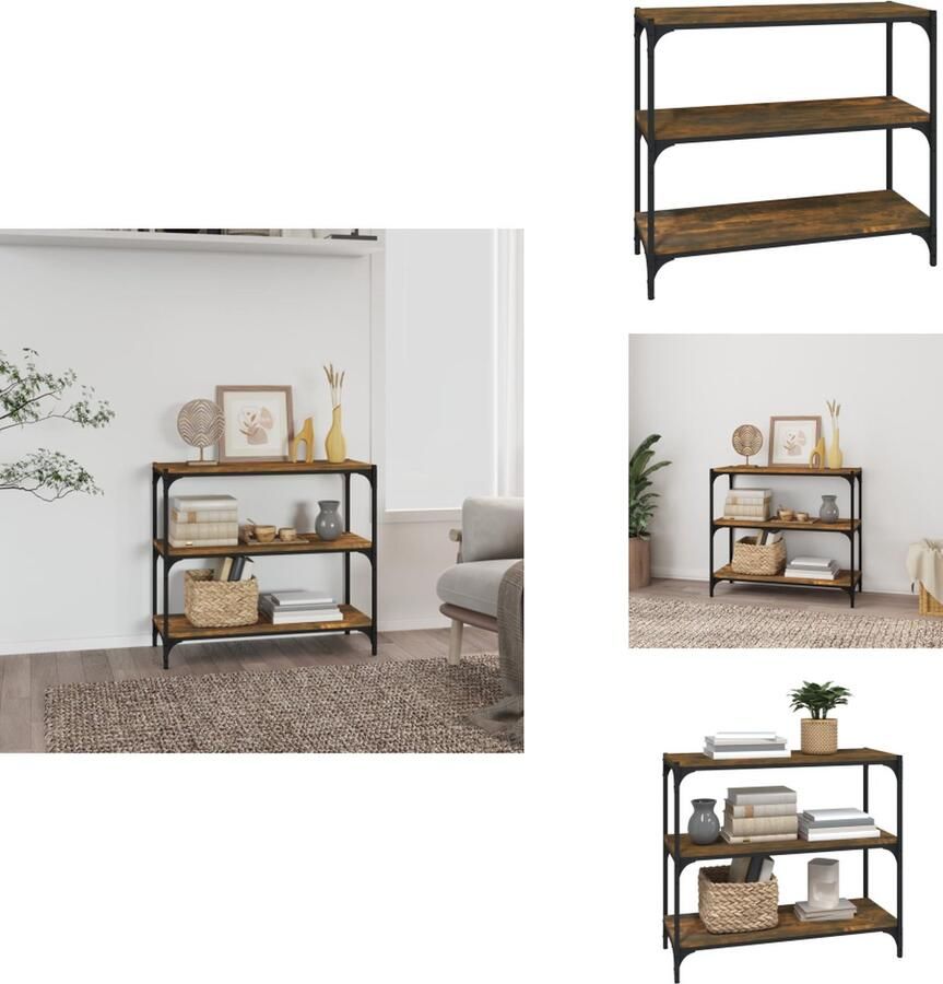 VidaXL Boekenkast Boekenkasten Boekenplank Boekenkast 80x33x70 5 cm hout en staal gerookt eikenkleur