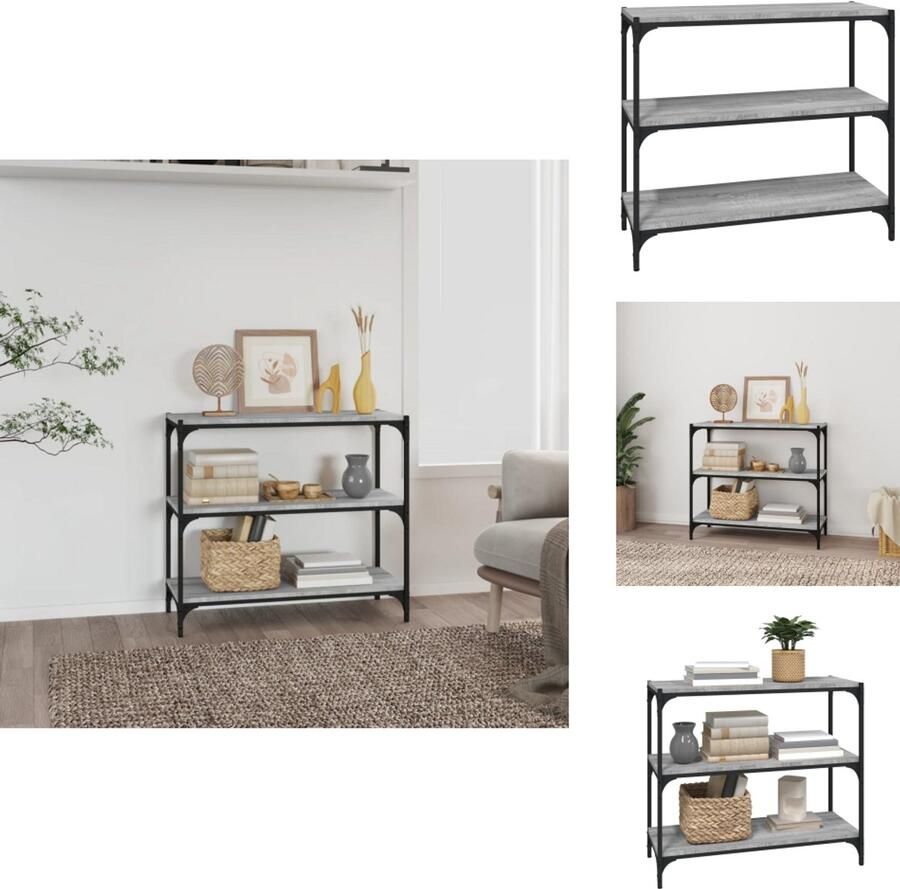 VidaXL Boekenkast Boekenkasten Boekenplank Boekenkast 80x33x70-5 cm hout en staal grijs sonoma eikenkleur