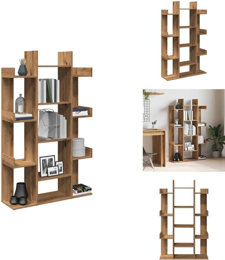 VidaXL Boekenkast Boekenkasten Boekenplank Boekenkast 86x25 5x140 cm bewerkt hout artisanaal eikenkleur
