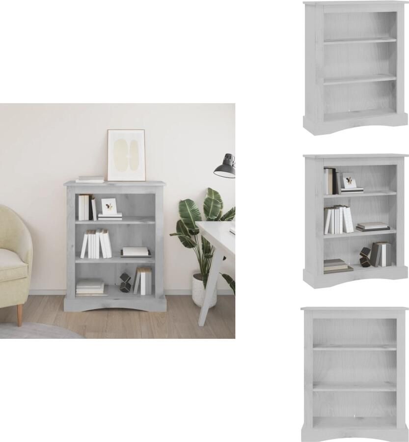 VidaXL Boekenkast Boekenkasten Boekenplank Boekenplanken Boekenkast 3 planken 81x29x100 cm grenenhout Corona-stijl grijs