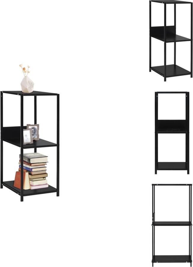 VidaXL Boekenkast 33.5 x 39.6 x 79.7 cm Zwart Spaanplaat en Staal Robuuste industriële stijl 3 schappen Eenvoudige montage Kast