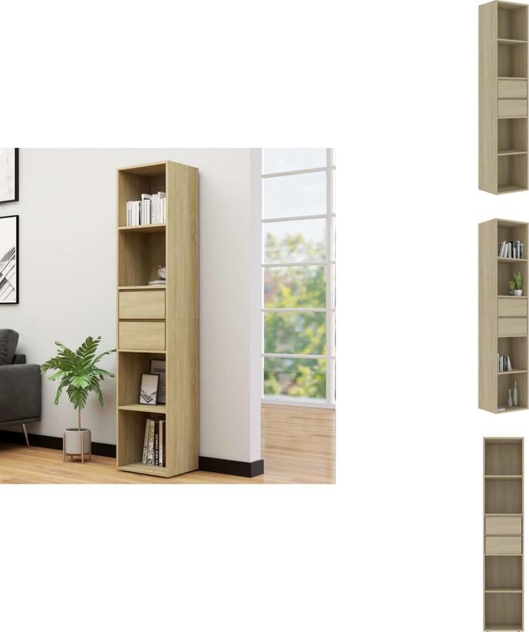 VidaXL Boekenkast Boekenkasten Boekenplank Boekenplanken Boekenkast 36x30x171 cm bewerkt hout sonoma eikenkleurig - Foto 2