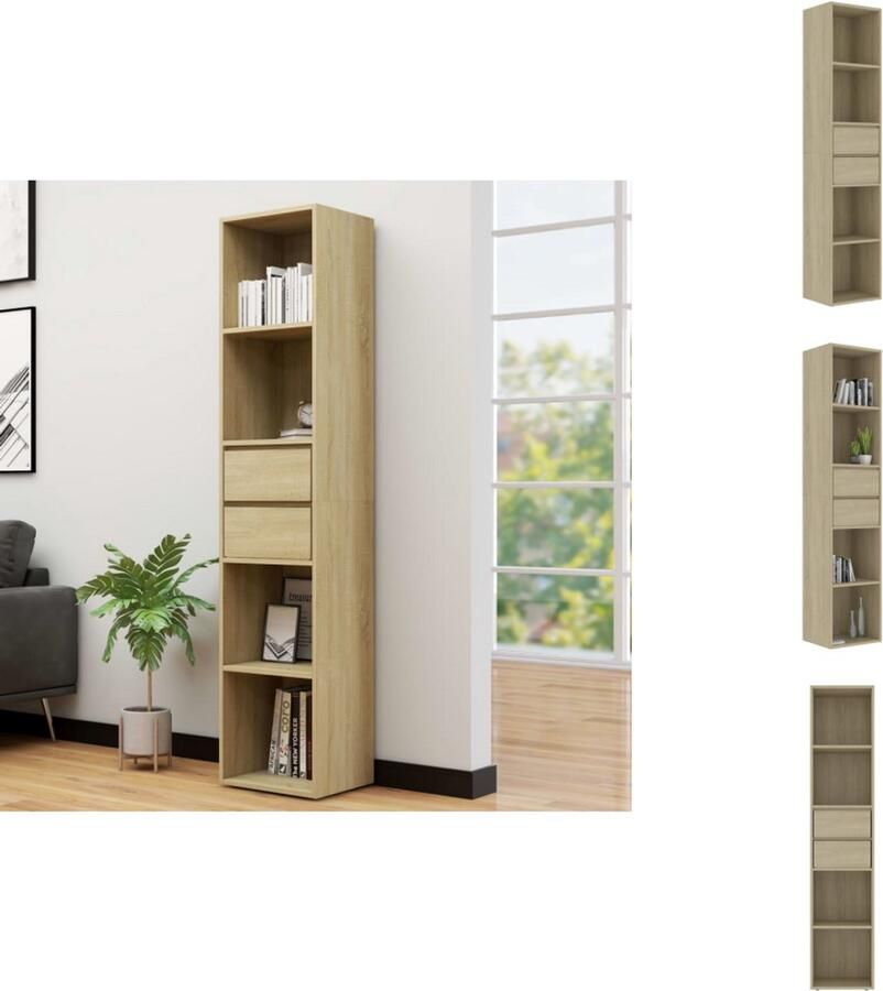 VidaXL Boekenkast Boekenkasten Boekenplank Boekenplanken Boekenkast 36x30x171 cm bewerkt hout sonoma eikenkleurig