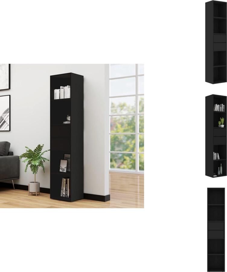 VidaXL Boekenkast Boekenkasten Boekenplank Boekenplanken Boekenkast 36x30x171 cm bewerkt hout zwart - Foto 2