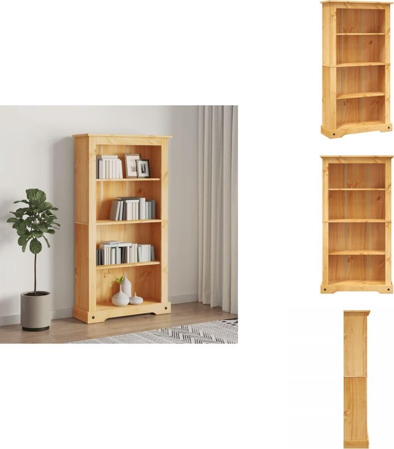 VidaXL Boekenkast Boekenkasten Boekenplank Boekenplanken Boekenkast grenenhout met 4 planken Corona-stijl 81x29x150 cm