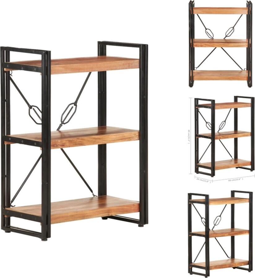 VidaXL Boekenkast Boekenkasten Boekenplank Boekenplanken Boekenkast met 3 schappen 60x30x80 cm massief acaciahout