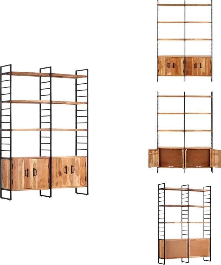 VidaXL Boekenkast Boekenkasten Boekenplank Boekenplanken Boekenkast met 4 schappen 124x30x180 cm massief acaciahout
