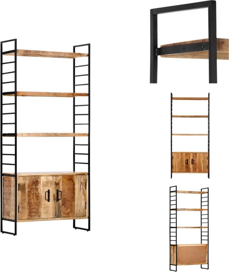 VidaXL Boekenkast Boekenkasten Boekenplank Boekenplanken Boekenkast met 4 schappen 80x30x180 cm ruw mangohout