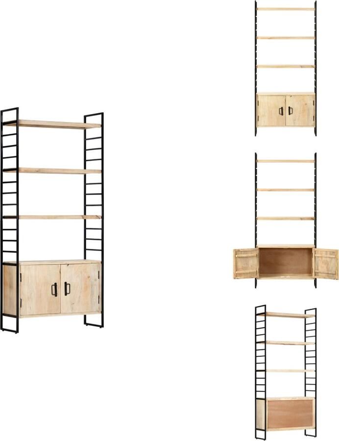 VidaXL Boekenkast Boekenkasten Boekenplank Boekenplanken Boekenkast met 4 schappen 80x30x180 cm massief mangohout