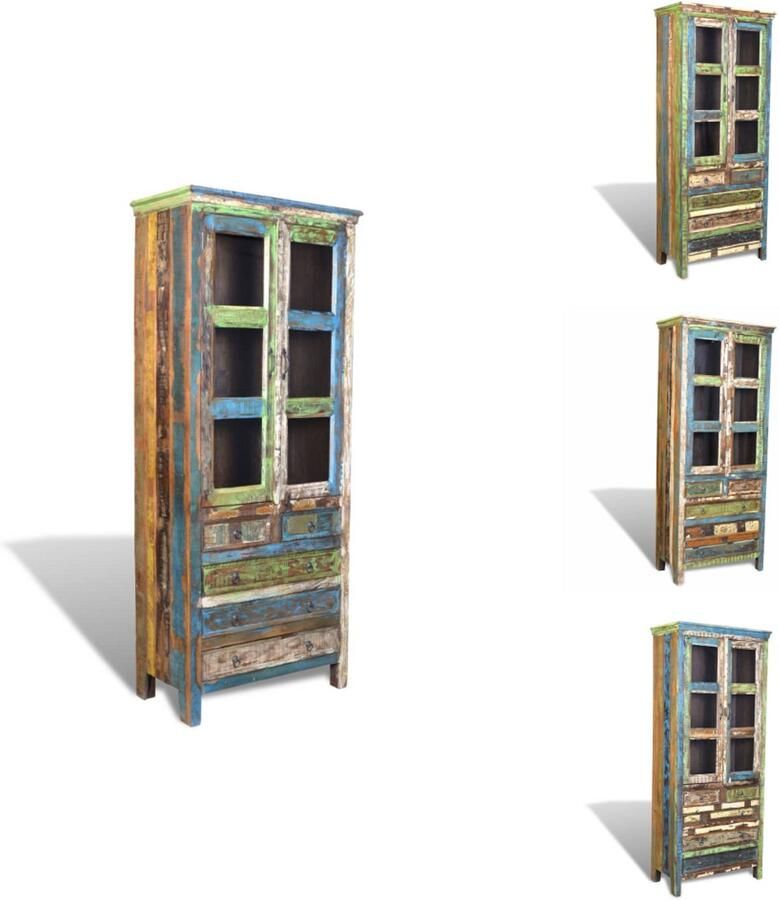 VidaXL Boekenkast Boekenkasten Boekenplank Boekenplanken Boekenkast met 5 lades en 2 deuren gerecycled hout meerkleurig