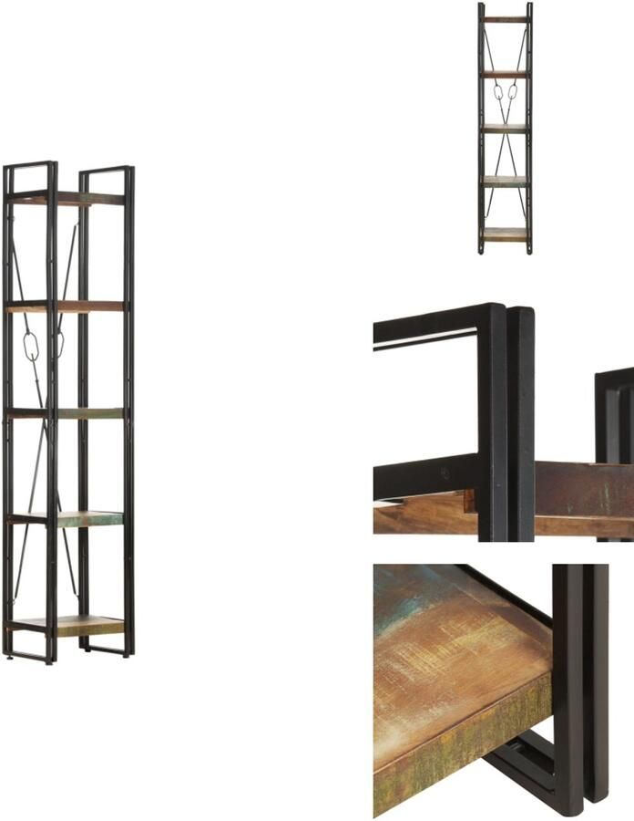 VidaXL Boekenkast Boekenkasten Boekenplank Boekenplanken Boekenkast met 5 schappen 40x30x180 cm massief gerecycled hout
