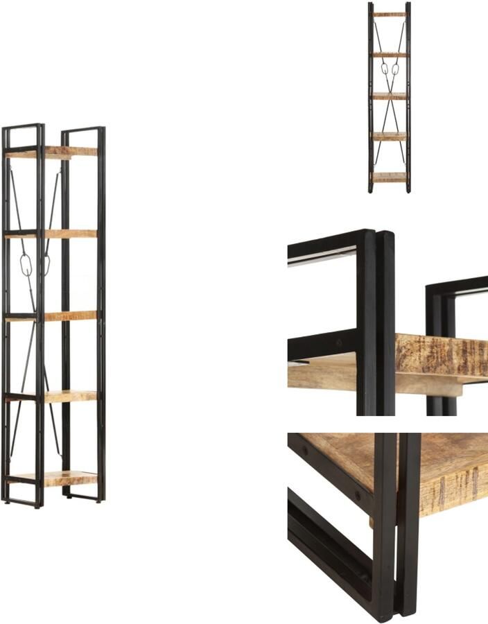 VidaXL Boekenkast Boekenkasten Boekenplank Boekenplanken Boekenkast met 5 schappen 40x30x180 cm massief mangohout