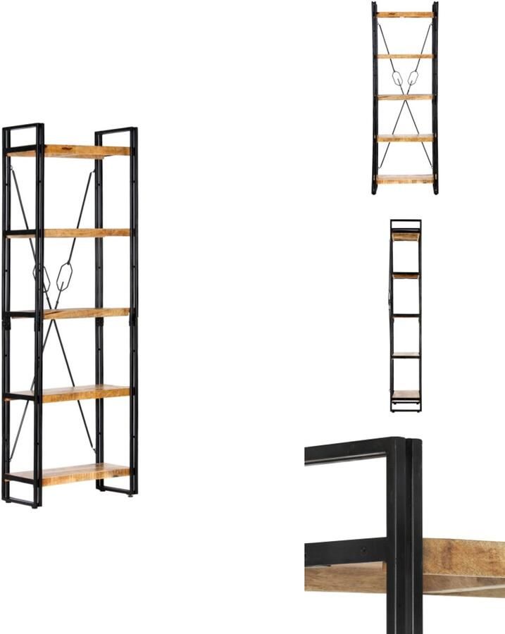 VidaXL Boekenkast Boekenkasten Boekenplank Boekenplanken Boekenkast met 5 schappen 60x30x180 cm massief mangohout