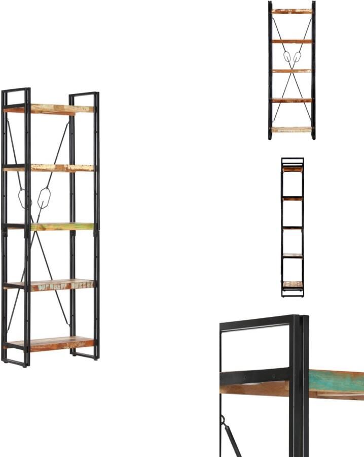 VidaXL Boekenkast Boekenkasten Boekenplank Boekenplanken Boekenkast met 5 schappen 60x30x180 cm massief gerecycled hout