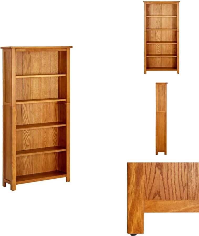 VidaXL Boekenkast Boekenkasten Boekenplank Boekenplanken Boekenkast met 5 schappen 70x22x140 cm massief eikenhout