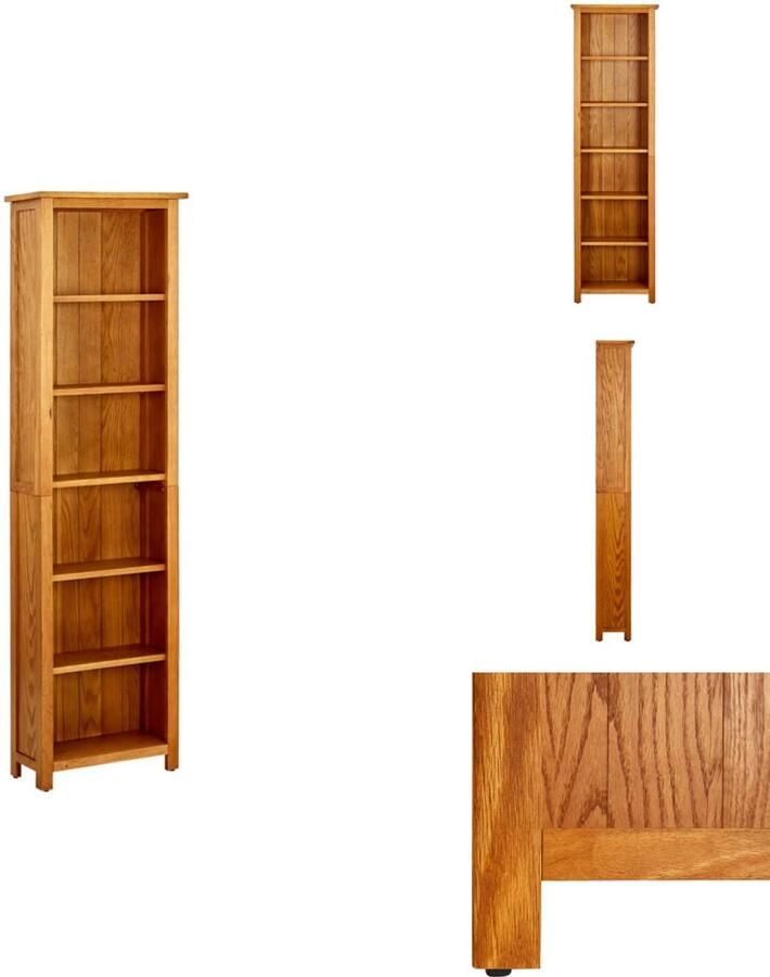 VidaXL Boekenkast Boekenkasten Boekenplank Boekenplanken Boekenkast met 6 schappen 52x22x180 cm massief eikenhout